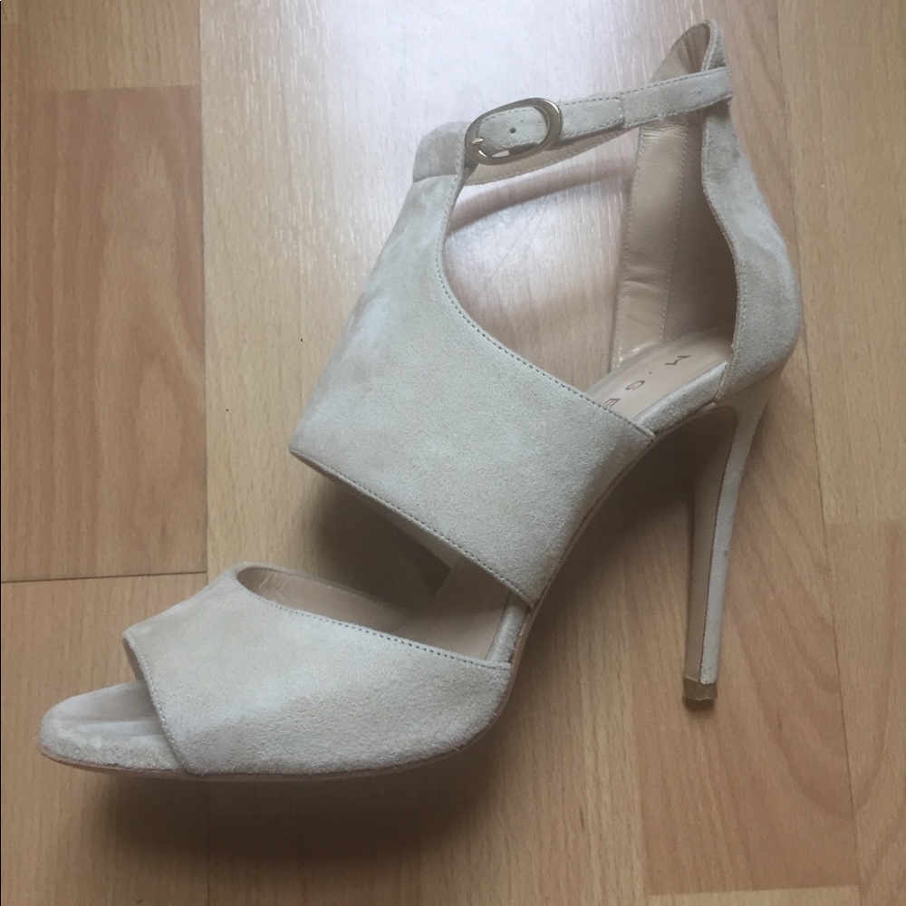 M Gemi light gray suede genuine leather heels
